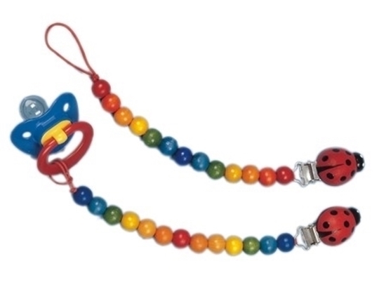 Chaîne à sucette avec des perles de bois multicolores